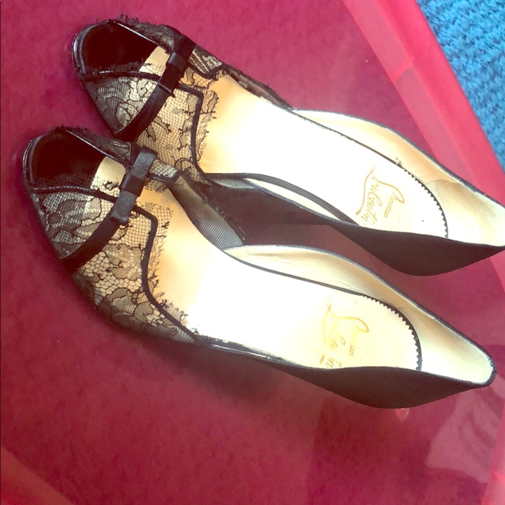 Christian Louboutin Satin & Lace Black Heels 38.5